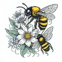 wild flower bumble bee butterflies spin tattoo tattoo design idea
