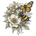 wild flower bumble bee butterflies spin tattoo tattoo design idea