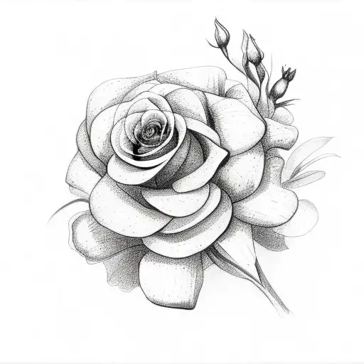bouquet mix of roses lilys and daisies  tattoo design idea