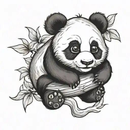 rolling baby panda tattoo design idea