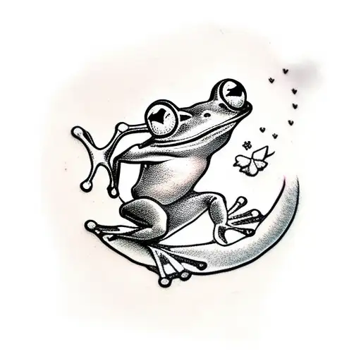 cute frogs jumping small and cute and motion tattoo design idea