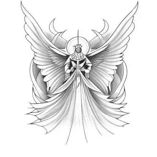 angel killing demon tattoo design idea