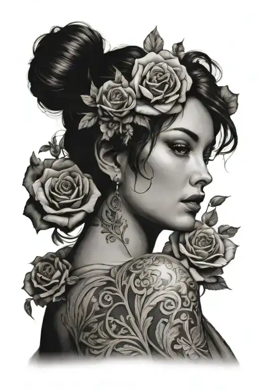 memorial woman portrait tattoo tattoo design idea