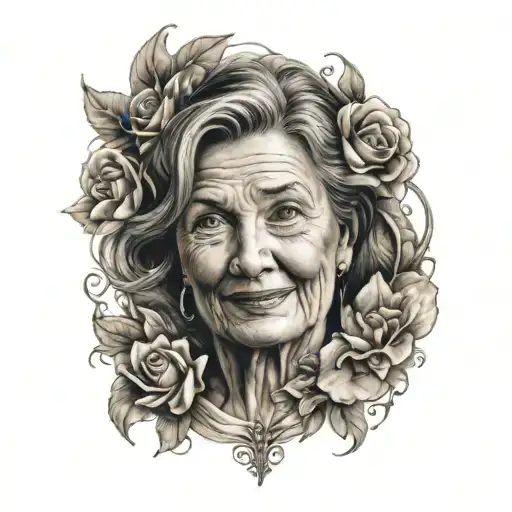 Mother memorial portrait tattoo tattoo design idea