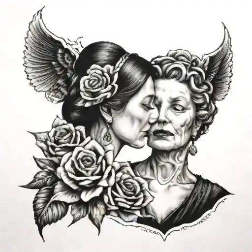 Mother memorial portrait tattoo tattoo design idea