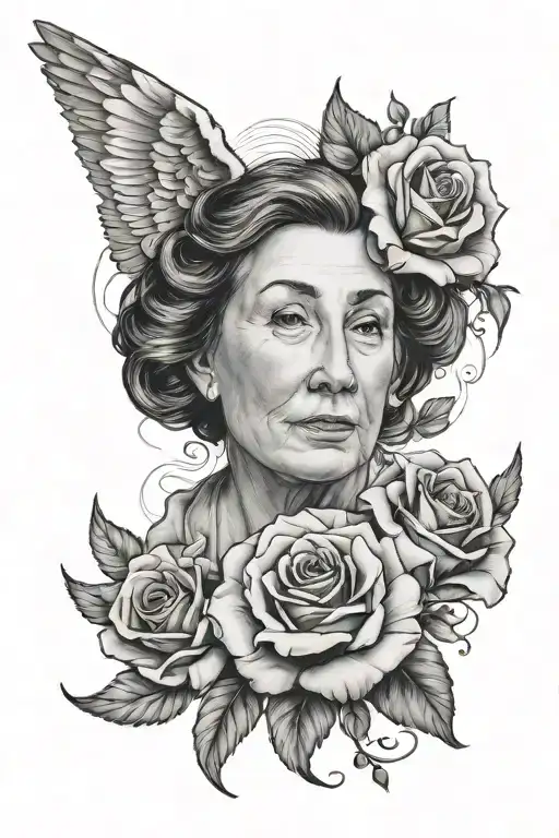 Mother memorial portrait tattoo tattoo design idea