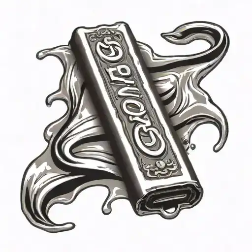 A chocolate bar with a cleaner's mop as a wrapper tattoo design idea