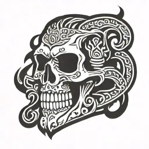 skull-shaped beer mug filled with beer tattoo design idea