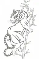 tiger climbing down branch whole body  tattoo design idea