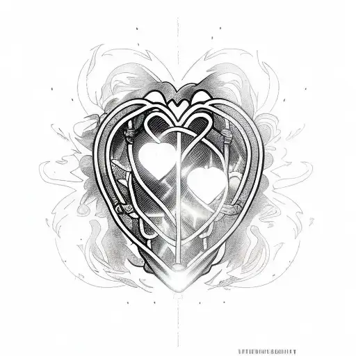 burning heart sparkles locked cage shattered  tattoo design idea