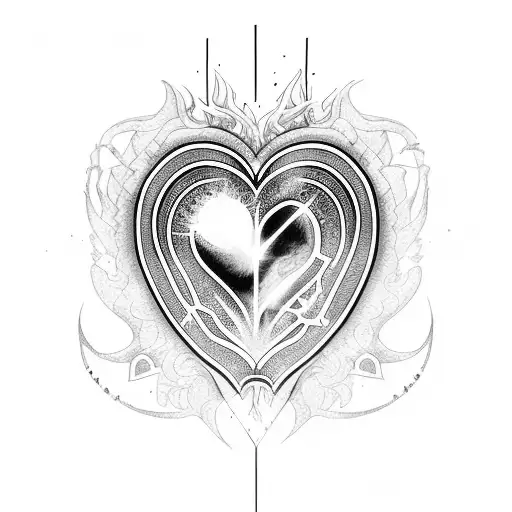 burning heart sparkles locked cage shattered  tattoo design idea