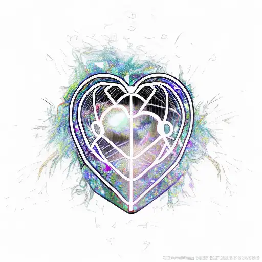 burning heart sparkles locked cage shattered  tattoo design idea