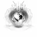 burning heart sparkles locked cage shattered  tattoo design idea