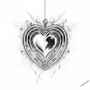 burning heart sparkles locked cage shattered  tattoo design idea