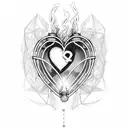 burning heart sparkles locked cage shattered  tattoo design idea