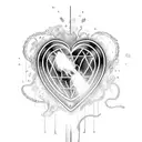 burning heart sparkles locked cage shattered  tattoo design idea