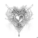 burning heart sparkles locked cage shattered  tattoo design idea