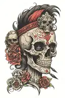 skull with lashes getting a facial tattoo design idea