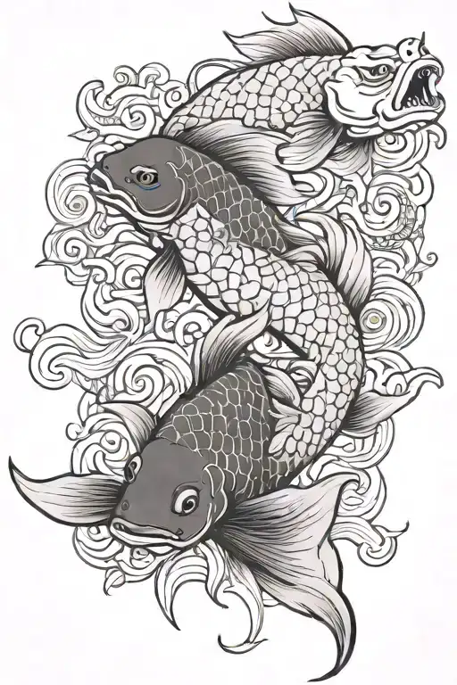carp koi and dragon tattoo design idea