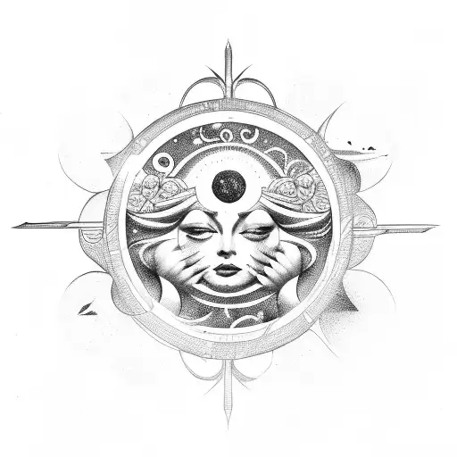 Gemini, rose, sun tattoo design idea