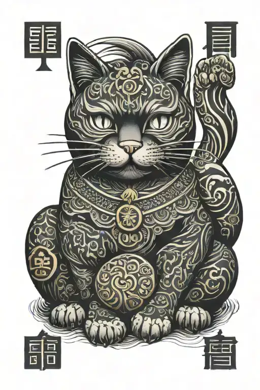 Fortune Cat tattoo design idea