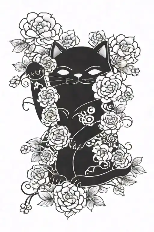 maneki neko tattoo design idea