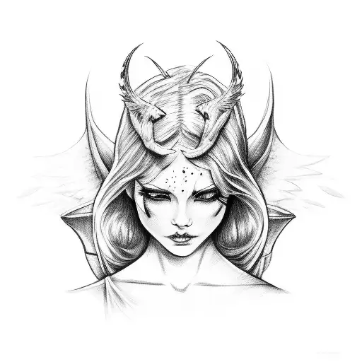 angel slicing devils throat tattoo design idea