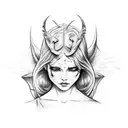 angel slicing devils throat tattoo design idea