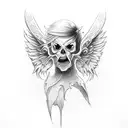 angel slicing devils throat tattoo design idea