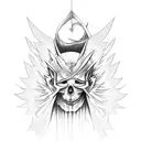 angel slicing devils throat tattoo design idea