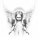 angel slicing devils throat tattoo design idea