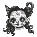 creepy doll tattoo design idea