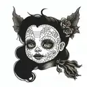 creepy doll tattoo design idea