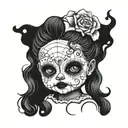 creepy doll tattoo design idea