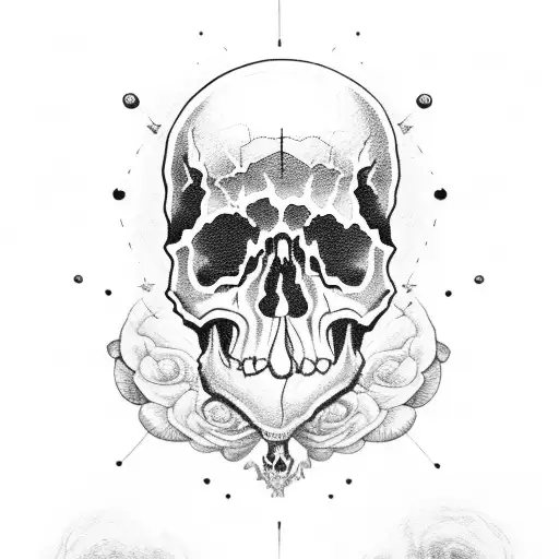 skull with thunder cloud tattoo design idea