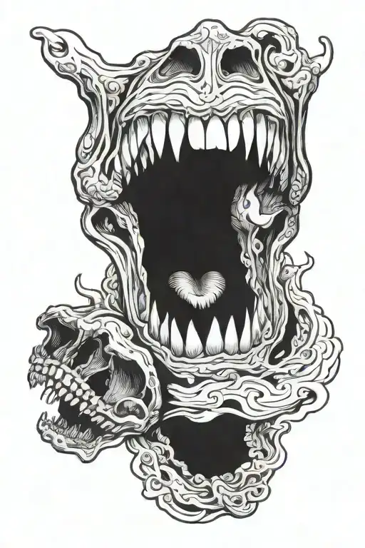 jaw open tattoo design idea