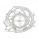 hobbit hole door cracked open to Sauron Lord of the Rings. subtly combine with Harry Potter. very simple small design   tattoo design idea