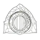 hobbit hole door cracked open to Sauron Lord of the Rings. subtly combine with Harry Potter. very simple small design   tattoo design idea
