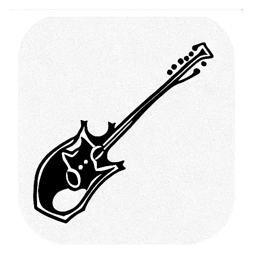 guitar with skeletor and alemannic symbols tattoo design idea