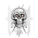 guitar with skeletor and alemannic symbols tattoo design idea