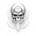 guitar with skeletor and alemannic symbols tattoo design idea