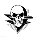 guitar with skeletor and alemannic symbols tattoo design idea