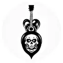 guitar with skeletor and alemannic symbols tattoo design idea