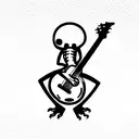 guitar with skeletor and alemannic symbols tattoo design idea