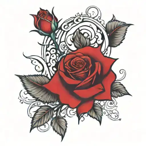 a rose with one side red and the other side while the stem has trust isues with the i as a thorn tattoo design idea