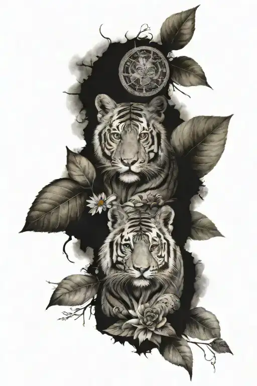 animal, nature sleeve tattoo tattoo design idea