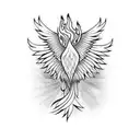 Phoenix rising from flames tattoo design idea