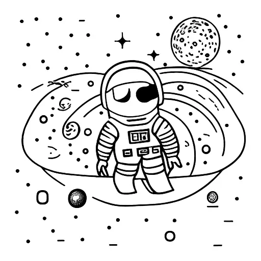 Astronaut floating in a galaxy filled with mathematical equations tattoo design idea