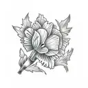 oak tree owl daffodil tattoo design idea