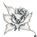 oak tree owl daffodil tattoo design idea